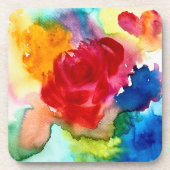 水彩美しい抽象芸術バラアート コースター (正面)