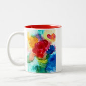 水彩美しい抽象芸術バラアート ツートーンマグカップ (左)