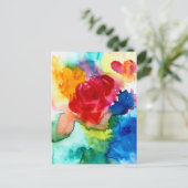 水彩美しい抽象芸術バラアート ポストカード (スタンド正面)