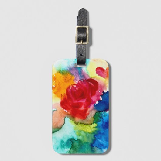 水彩美しい抽象芸術バラアート ラゲッジタグ (正面縦)