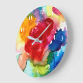 水彩美しい抽象芸術バラアート ラージ壁時計 (傾斜)
