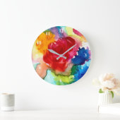 水彩美しい抽象芸術バラアート ラージ壁時計 (ホーム)