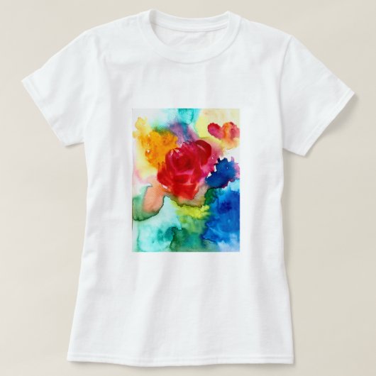 水彩美しい抽象芸術バラアート Tシャツ (デザイン正面)