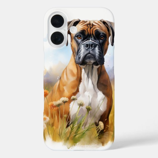 水彩美しい水彩茶色のボクサーの野原の犬 Case-Mate iPhoneケース (裏面)