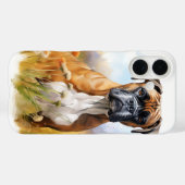 水彩美しい水彩茶色のボクサーの野原の犬 Case-Mate iPhoneケース (裏面 (横))