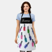 水彩美しい爪、 ネイルポーランドサロン パーソナライズされた エプロン (着用した状態)