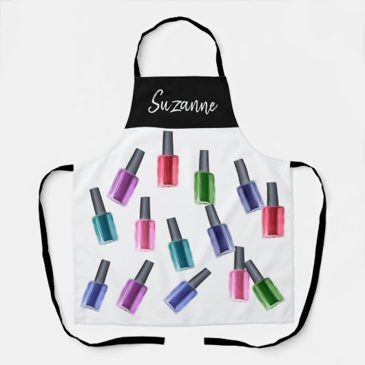 水彩美しい爪、 ネイルポーランドサロン パーソナライズされた エプロン (正面)