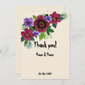水彩美しい花ロマンチックな大理石エレガ サンキューカード (正面/裏面)