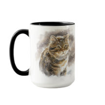 水彩美しい茶色のタビー猫