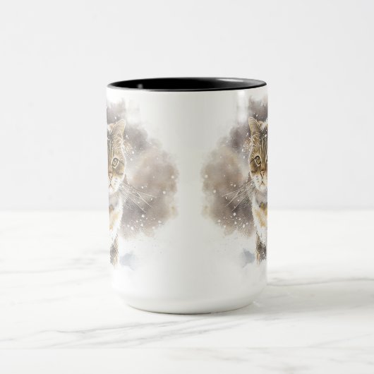 水彩美しい茶色のタビー猫 マグカップ (中央)