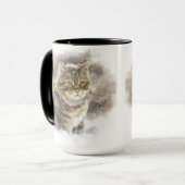 水彩美しい茶色のタビー猫 マグカップ (正面左)