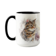 水彩美しい茶色のタビー猫