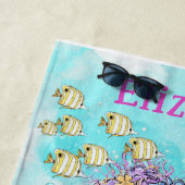 水彩美しい茶色のリトルマーメイド ビーチタオル (インサイチュ)