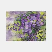 水彩美しい藤の花フリースB フリースブランケット (正面(横))