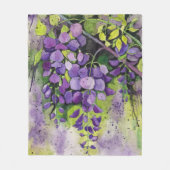 水彩美しい藤の花フリースB フリースブランケット (正面)