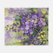 水彩美しい藤の花フリースB フリースブランケット (正面(横))