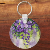 水彩美しい藤の花 キーホルダー (正面)