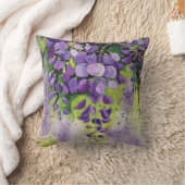 水彩美しい藤の花 クッション (ブランケット)