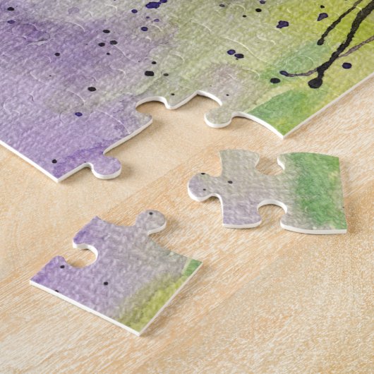 水彩美しい藤の花 ジグソーパズル (側面)