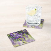 水彩美しい藤の花 スクエアペーパーコースター (インサイチュ)