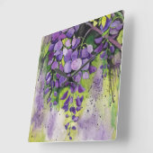 水彩美しい藤の花  スクエア壁時計 (傾斜)