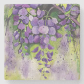 水彩美しい藤の花 ストーンコースター (正面)