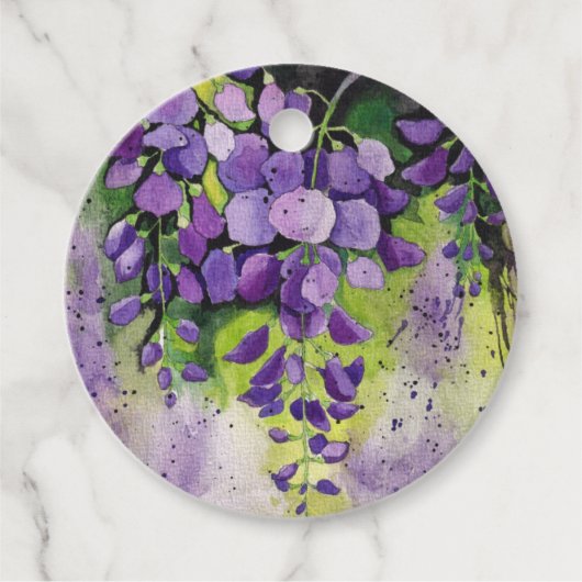 水彩美しい藤の花 フェイバータグ (正面)