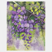 水彩美しい藤の花 フリースブランケット (正面)