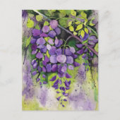 水彩美しい藤の花 ポストカード (正面)