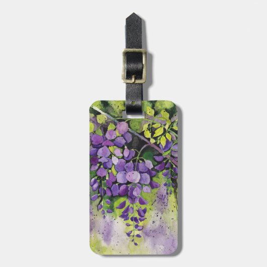 水彩美しい藤の花 ラゲッジタグ (正面縦)