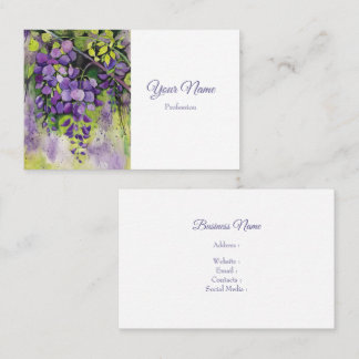 水彩美しい藤の花 名刺