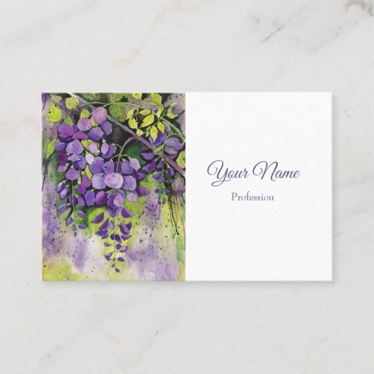 水彩美しい藤の花 名刺 (正面)