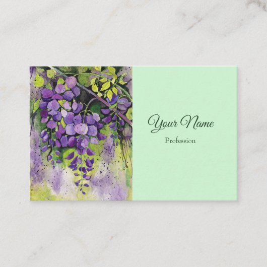 水彩美しい藤の花 名刺 (正面)
