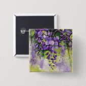 水彩美しい藤の花 缶バッジ (正面&裏面)