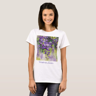 水彩美しい藤の花 Tシャツ