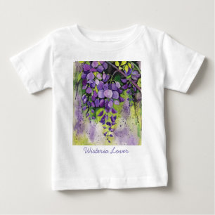 水彩美しい藤の花Tシャツ ベビーTシャツ