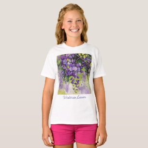 水彩美しい藤の花Tシャツ Tシャツ