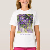 水彩美しい藤の花Tシャツ Tシャツ (正面)