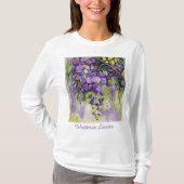 水彩美しい藤の花Tシャツ Tシャツ (正面)