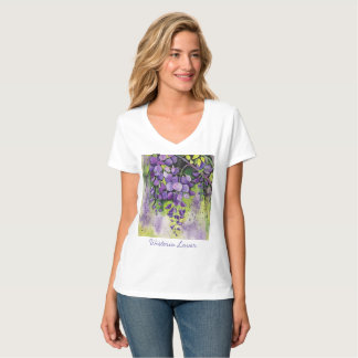 水彩美しい藤の花Tシャツ Tシャツ