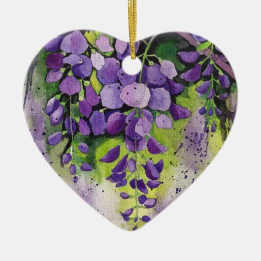 水彩美しい藤の花T セラミックオーナメント (正面)