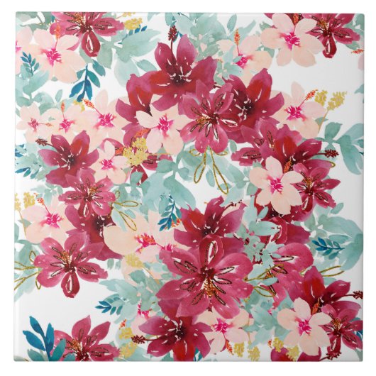 水彩美しい陶磁器タイル タイル (正面)