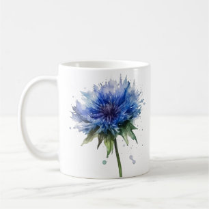 水彩美しい青いトウモロコシの花 コーヒーマグカップ