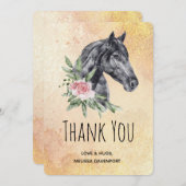 水彩美しい馬の頭ポートレート サンキューカード (正面/裏面)