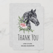 水彩美しい馬の頭ポートレート サンキューカード (正面/裏面)