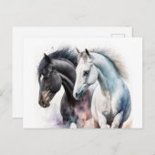 水彩美しい馬 ポストカード (正面/裏面)