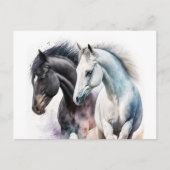 水彩美しい馬 ポストカード (正面)