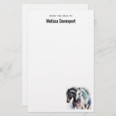 水彩美しい馬 便箋 (正面/裏面)