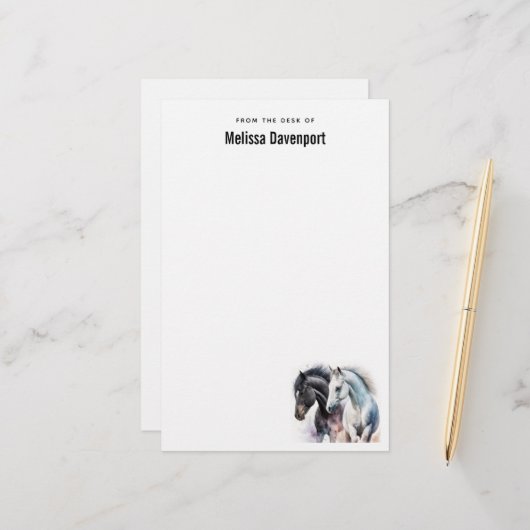 水彩美しい馬 便箋 (正面/裏面インサイチュ)