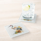 水彩美しい鶴 ガラスコースター (アングル)
